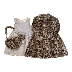 Tahari Faux Fur Leopard Print Outfit Set